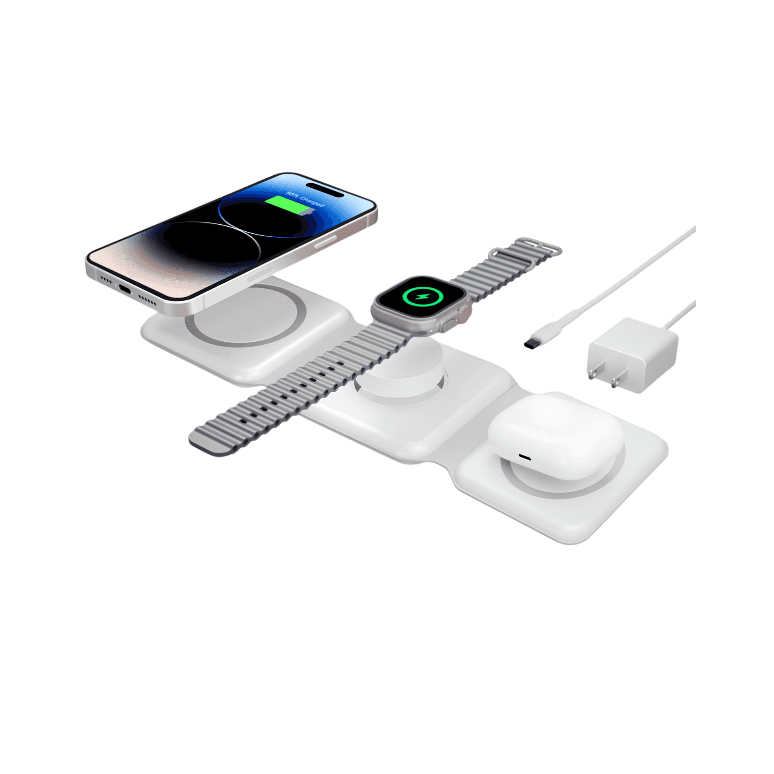 Cargador Múltiple iPhone Apple Watch AirPods 3 En 1